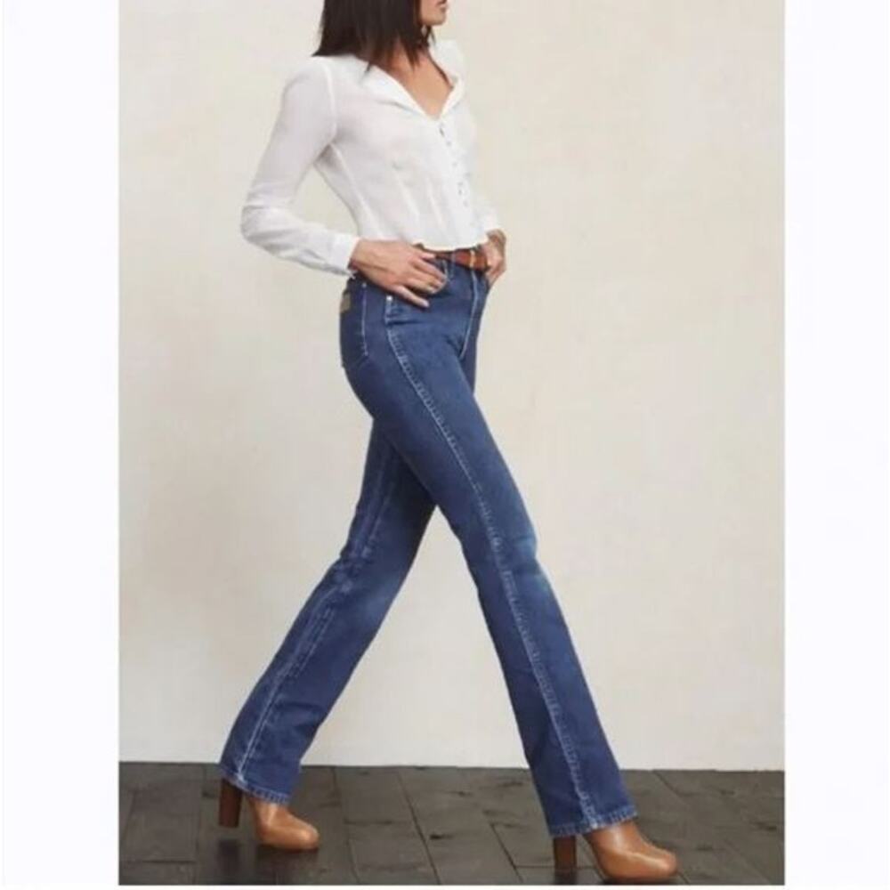 Reformation Wrangler High Rise Cotton Straight Leg Jeans Blue Denim Women's 29